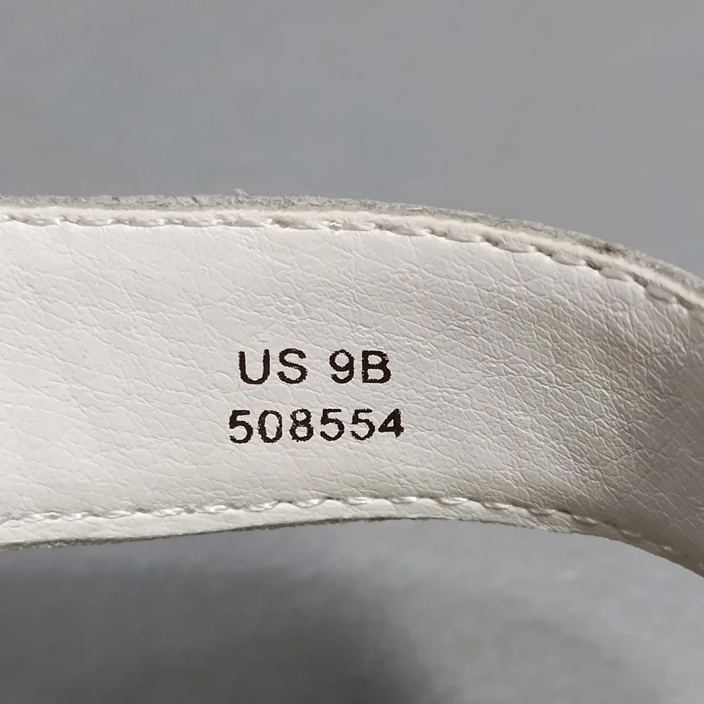 Lands' End Wedge Strappy Sandals Womens 9B White Cushioned Open Toe Hook & Loop